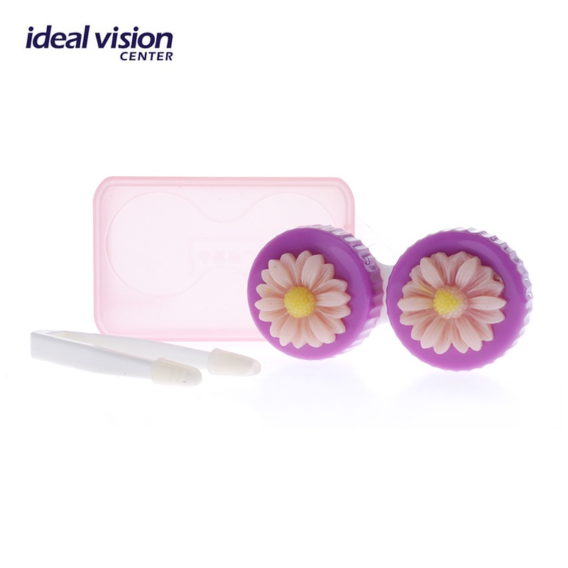 Ideal Vision Center Colorful Contact Lens Case with Tweezers