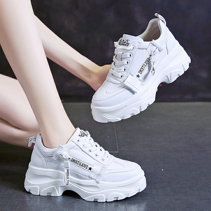 Korean rubber shoes for women white fashion sneakers thick bottom #GM-09 |  Shopee Philippines