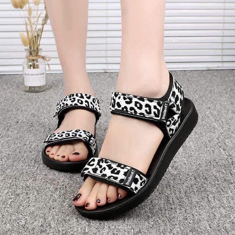 leopard print velcro sandals