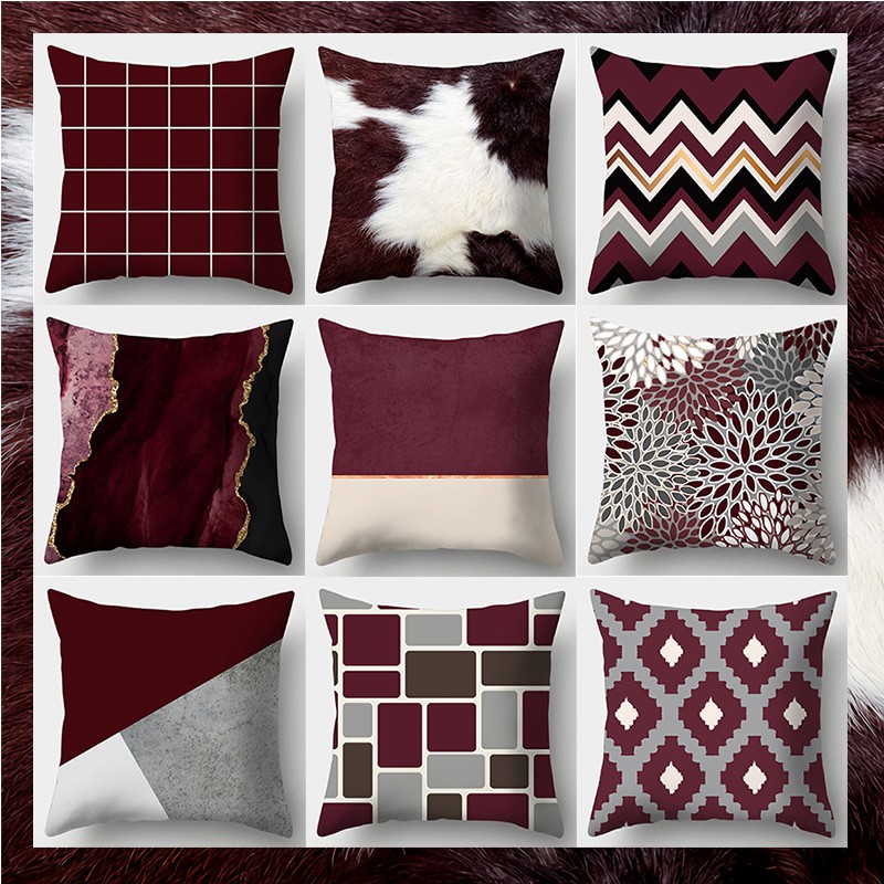 Cotton Sofa Pillow Case The New Throw pillow Wine Red Design Pillow