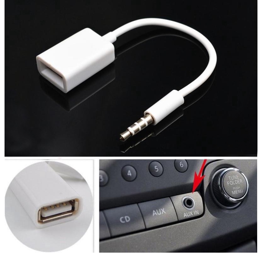 3.5mm Male AUX Audio Plug Jack ToUSB20Female Converter Cable Cord