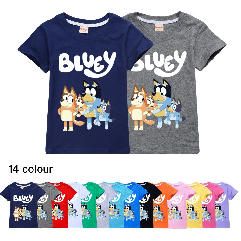 Bingo Bluey Cartoon Children's T-shirt Kid T-shirt Party T-shirt 100% Cotton Fashion Theme Gift