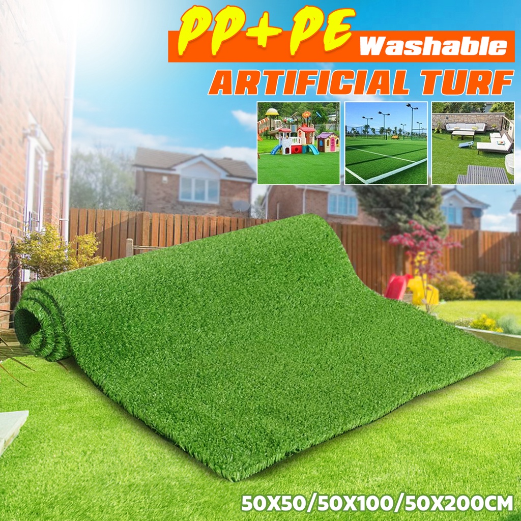 Artificial Grass Carpet Fake Synthetic Landscape Lawn Mat Turf Garden 19.7 
