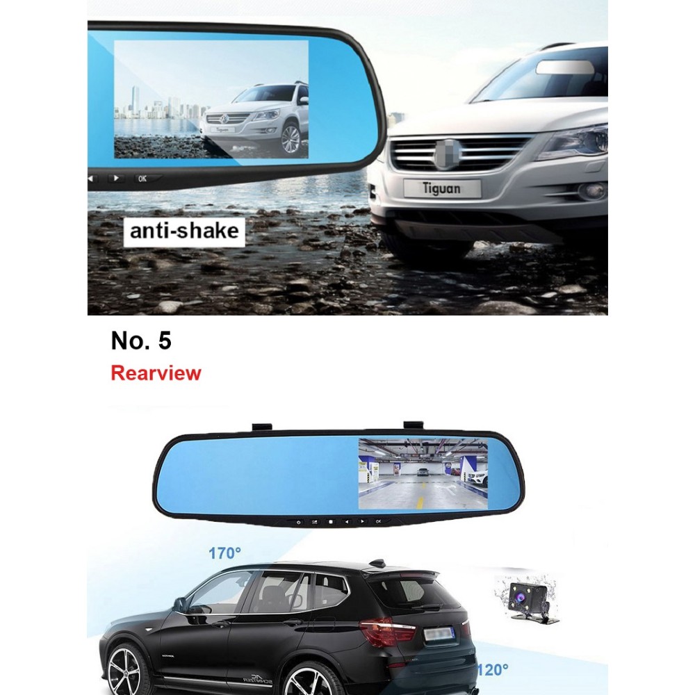 4.3 Car Cameras Car Dash Cam Mirror Car Video Recorder Full HD 1080P Car Video Camera with Dual Lens #6