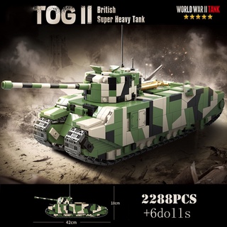 Military TOG II Heavy Tank Building Blocks WW2 Army Weapons T28 Super  Heavey Tanks Technical Brick #1
