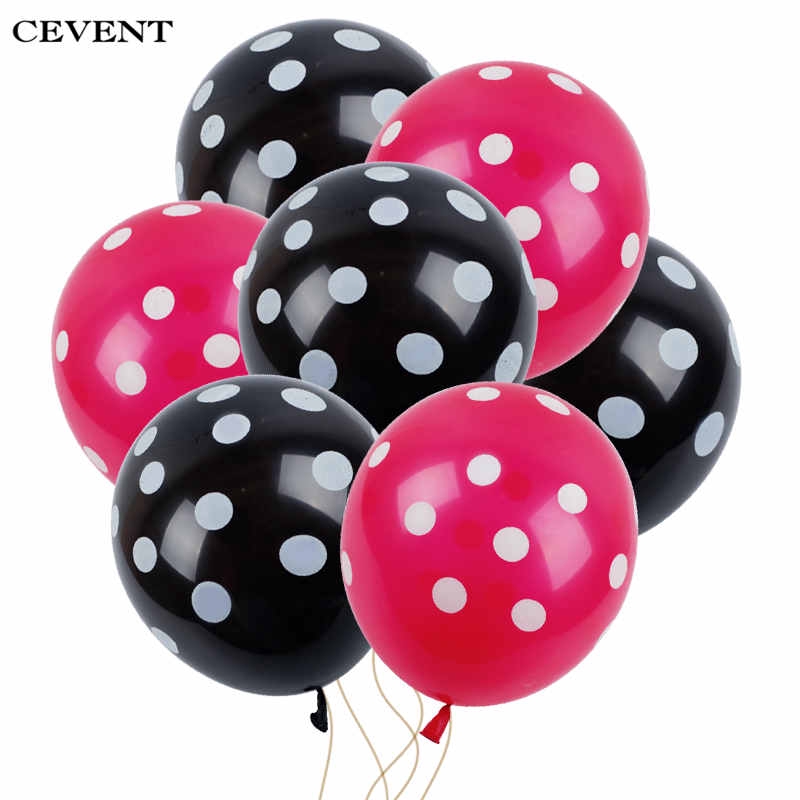 12pcs/set 12Inch Black Red Spot Balloons Latex Ladybug Birthday Party ...