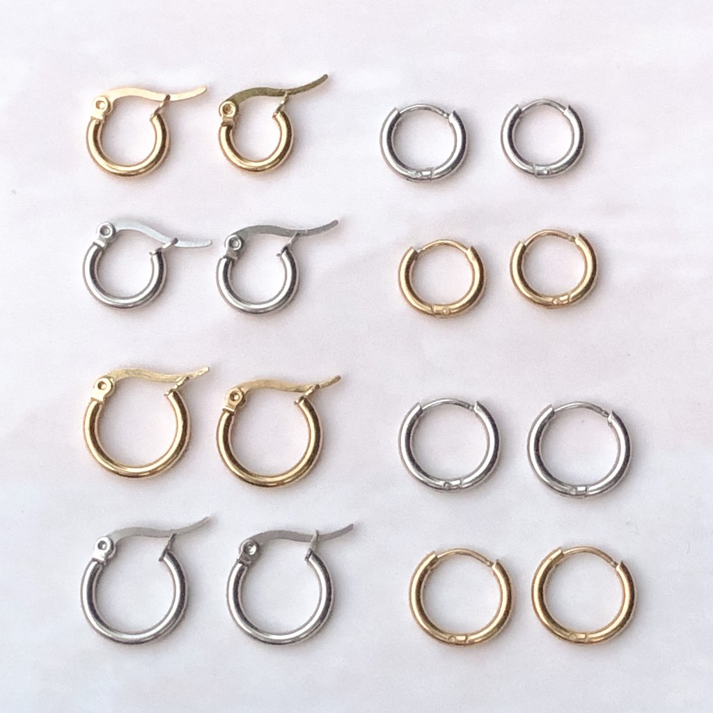 1cm 1.2cm 1.5cm Stainless Steel Hoop Earrings | Shopee Philippines