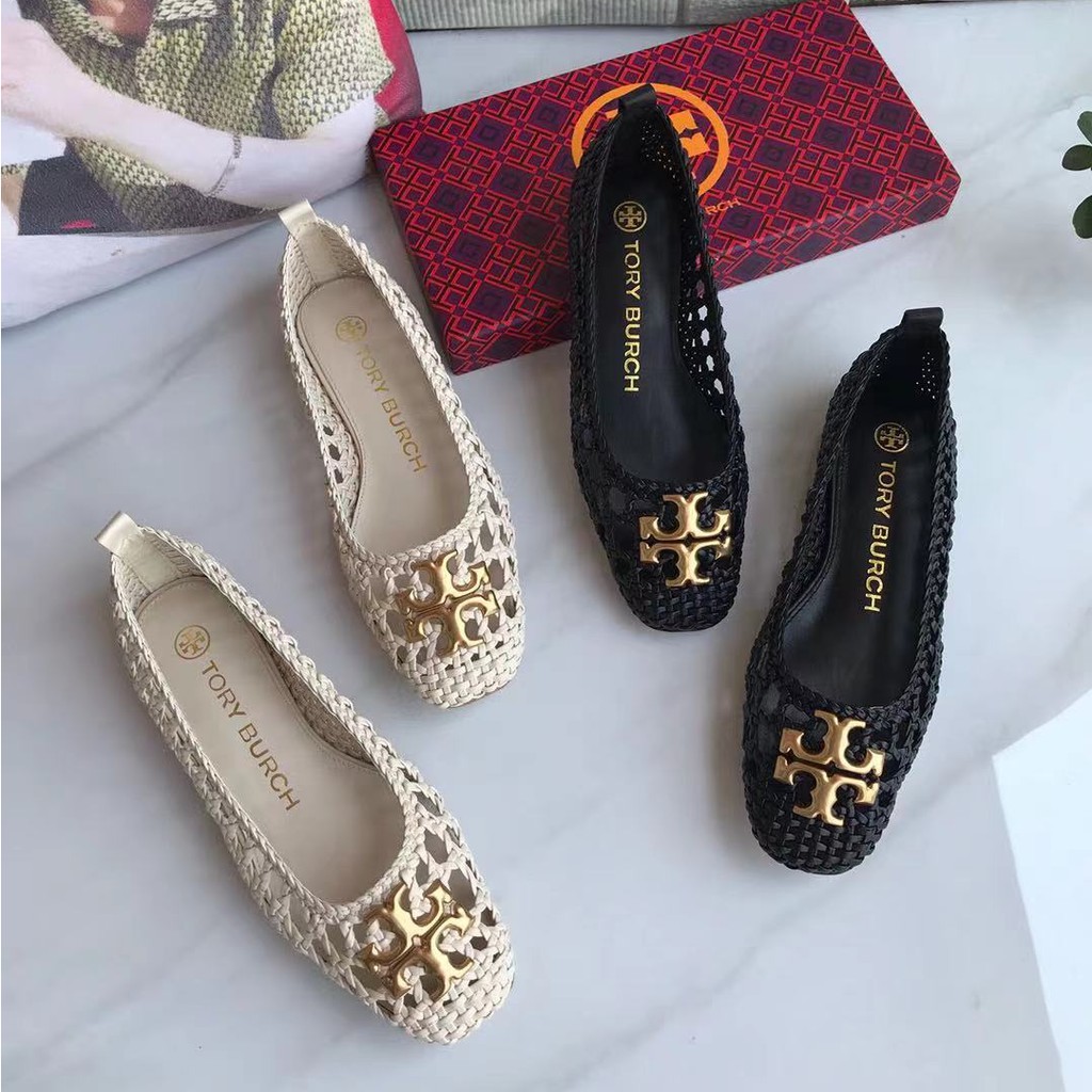 Tory Burch Women's Shoes Weaves Vamp Sheepskin Flats | Shopee Philippines