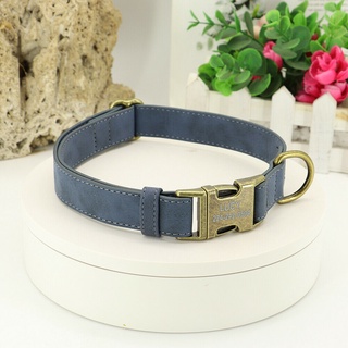 Personalized Leather Dog Collar Brass Buckle D Ring Pet Laser Engraved 5 Colors #3