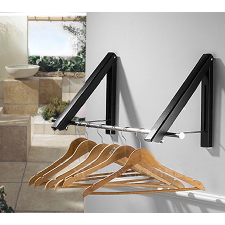 Portable Folding Wall Hanging Clothes Rack Retractable Clothes Rack