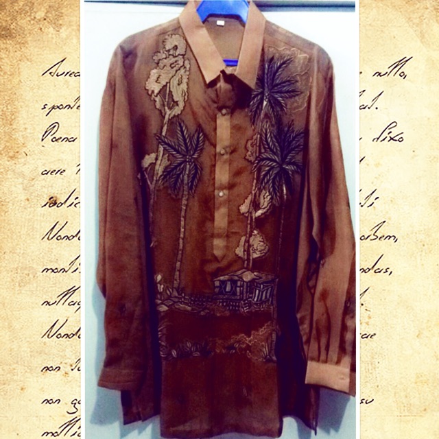 Barong Tagalog Brown With Embroidery Shopee Philippines