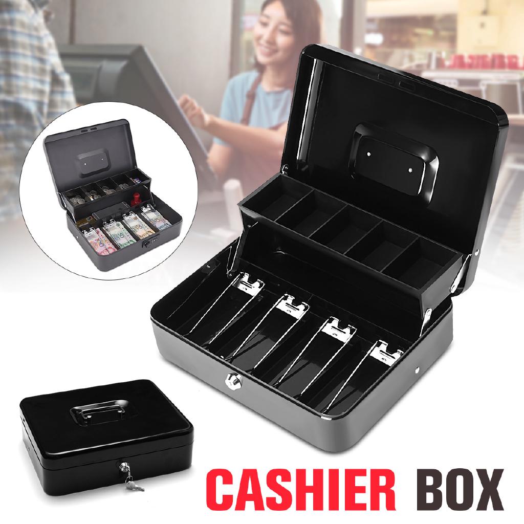 5 Compartment Tray Cash Box Drawer Register Money Security - 