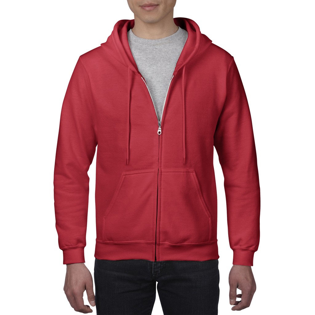 Gildan Heavy Blend Adult Full Zip Hooded Sweatshirt (Red) | Shopee ...
