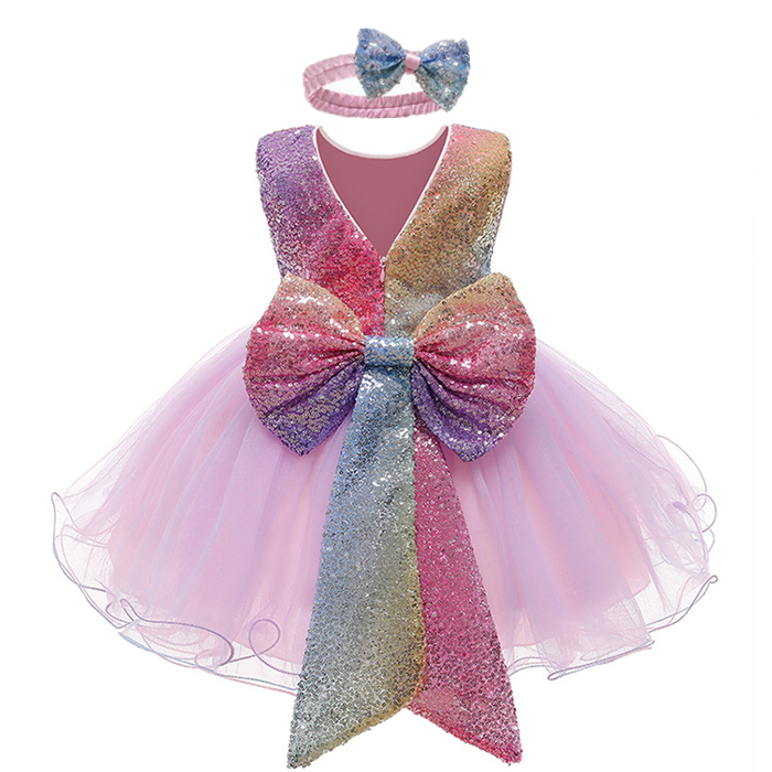 NNJXD Baby Girls Party Dress Bow Knot Princess Sequins Wedding New Year ...