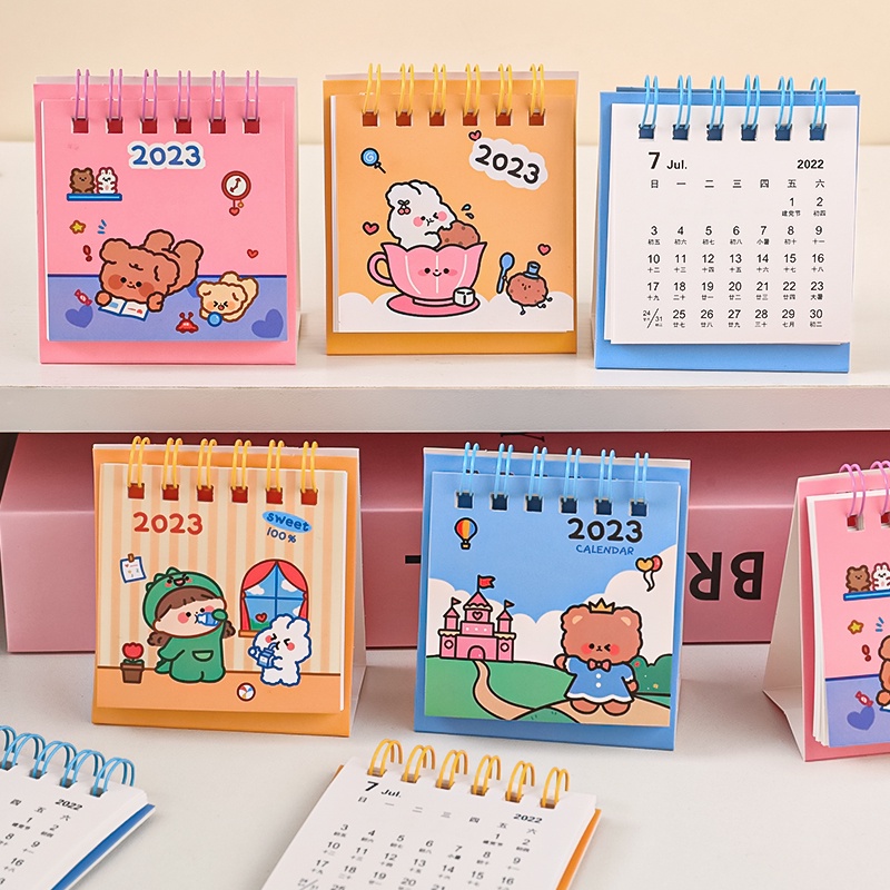 2023 Standable Mini Desk Calendar Cartoon School Office Table Planner ...