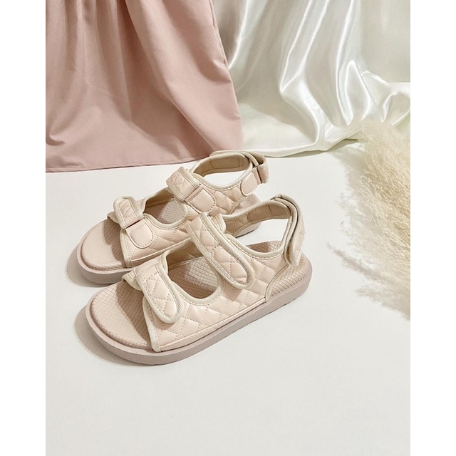 EMILY Quilted Dad Sandals/Mandals in Cream Shopee Philippines