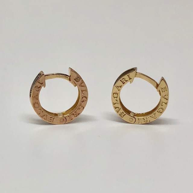18K Saudi Gold Bulgari Hoop Earrings 