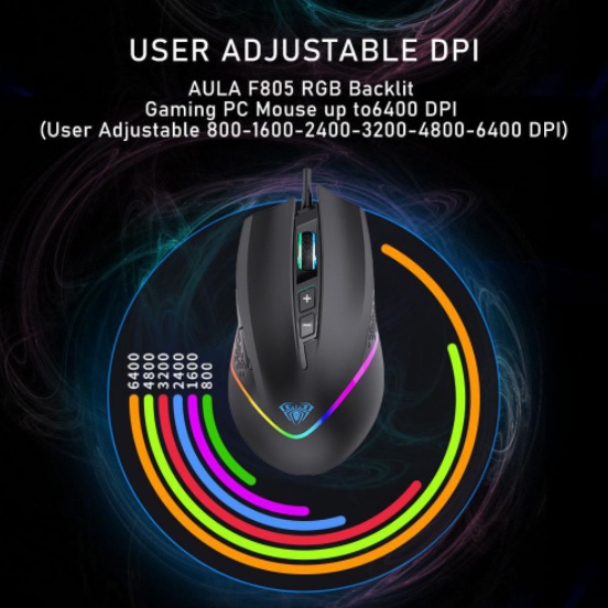 AULA F805 F806 Wired Optical Mouse with 7 Keys Gaming RGB colorful lighting  PC laptop computer | Shopee Philippines