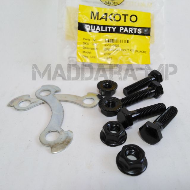 Makoto Sprocket Bolt Nuts And Tongue Washers For C100 Sym Bonux Euro Em100 Philipes