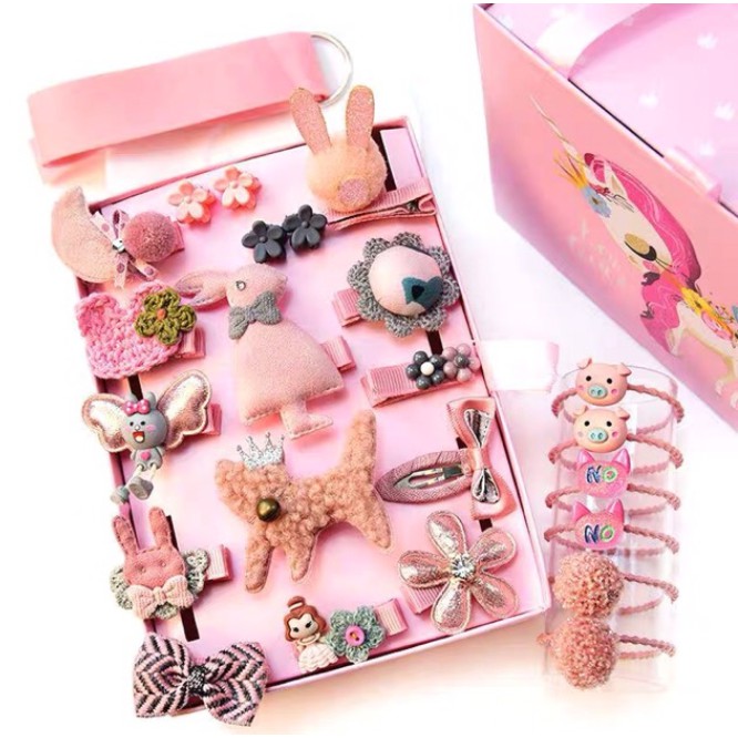 24pcs Kids Hair Accessories With Organizer Gift Set Baby Hair