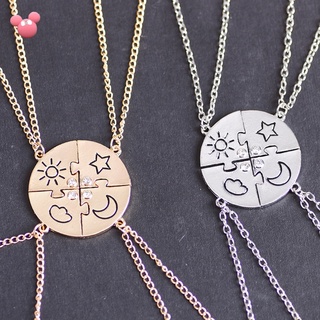 YGT 4 Piece Set Best Friend Friendship Necklace Sun Moon Cloud And StarInlaid Rhinestone StitchingTD