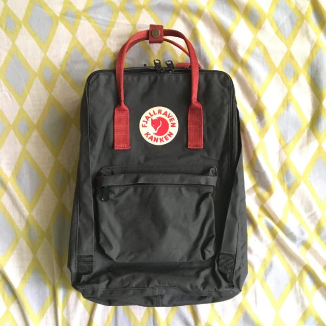 kanken classic black ox red