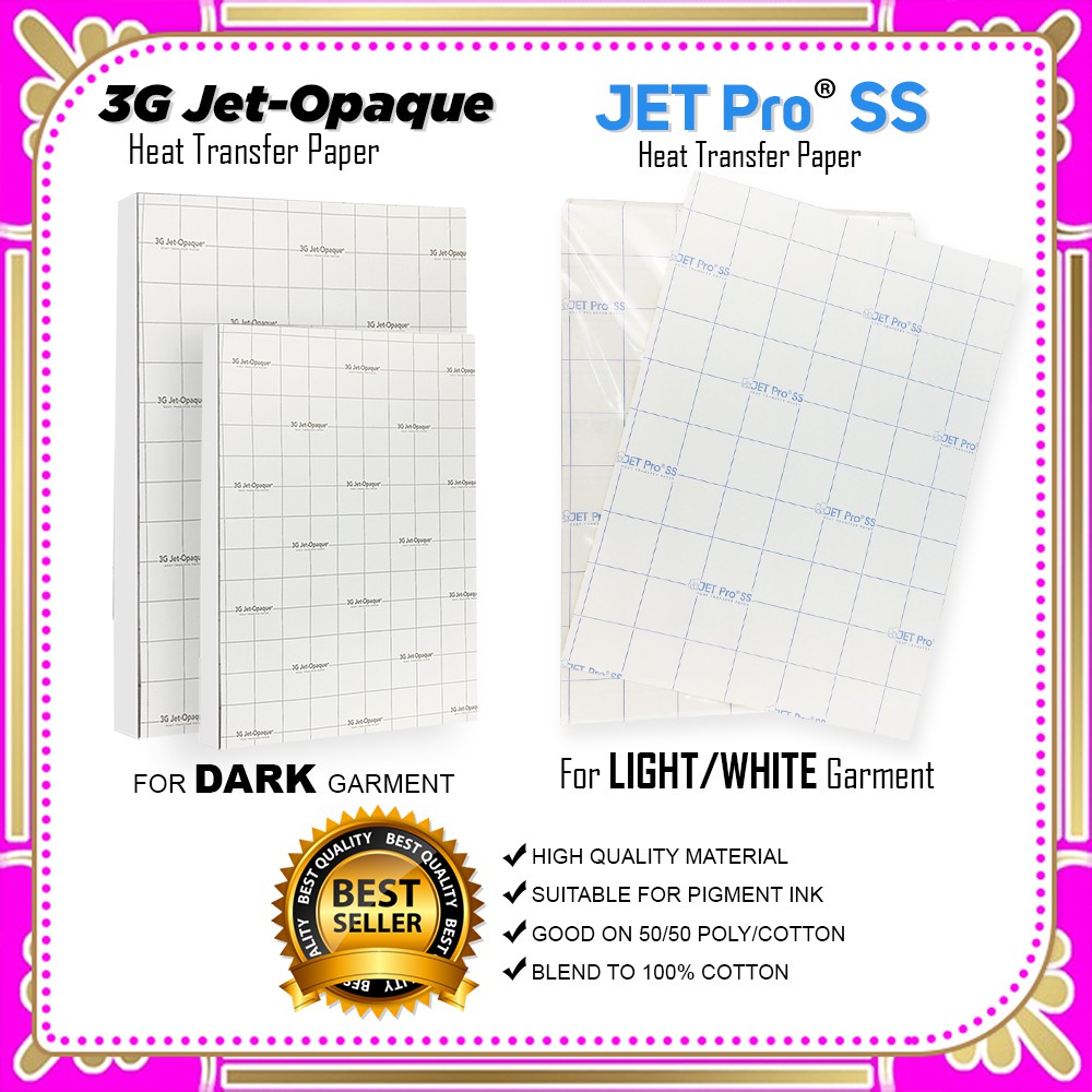 Transfer Paper A4 size (Dark and Light) (10pcs per pack) Jet Pro SS