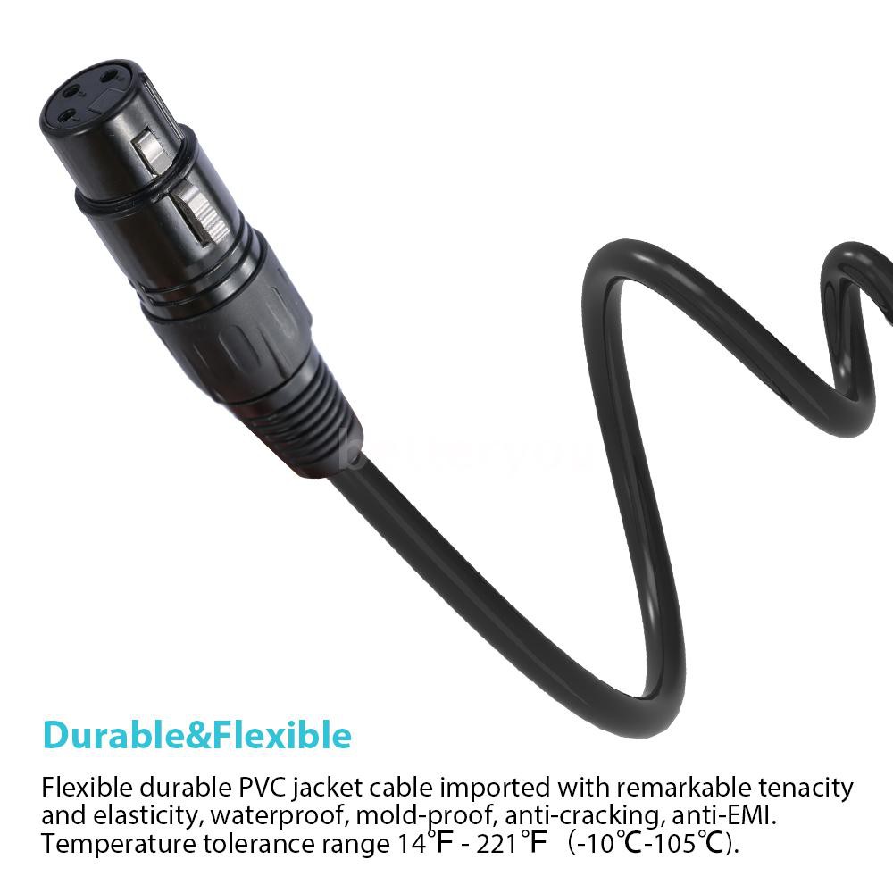 8-Pack ammoon 1M/3.3ft XLR Cable DMX Stage Light Cable 3-Pin XLR Male to Female Plug Black PVC Jack for Moving Head Light Spotlight Par Light Microphone Mixer 
