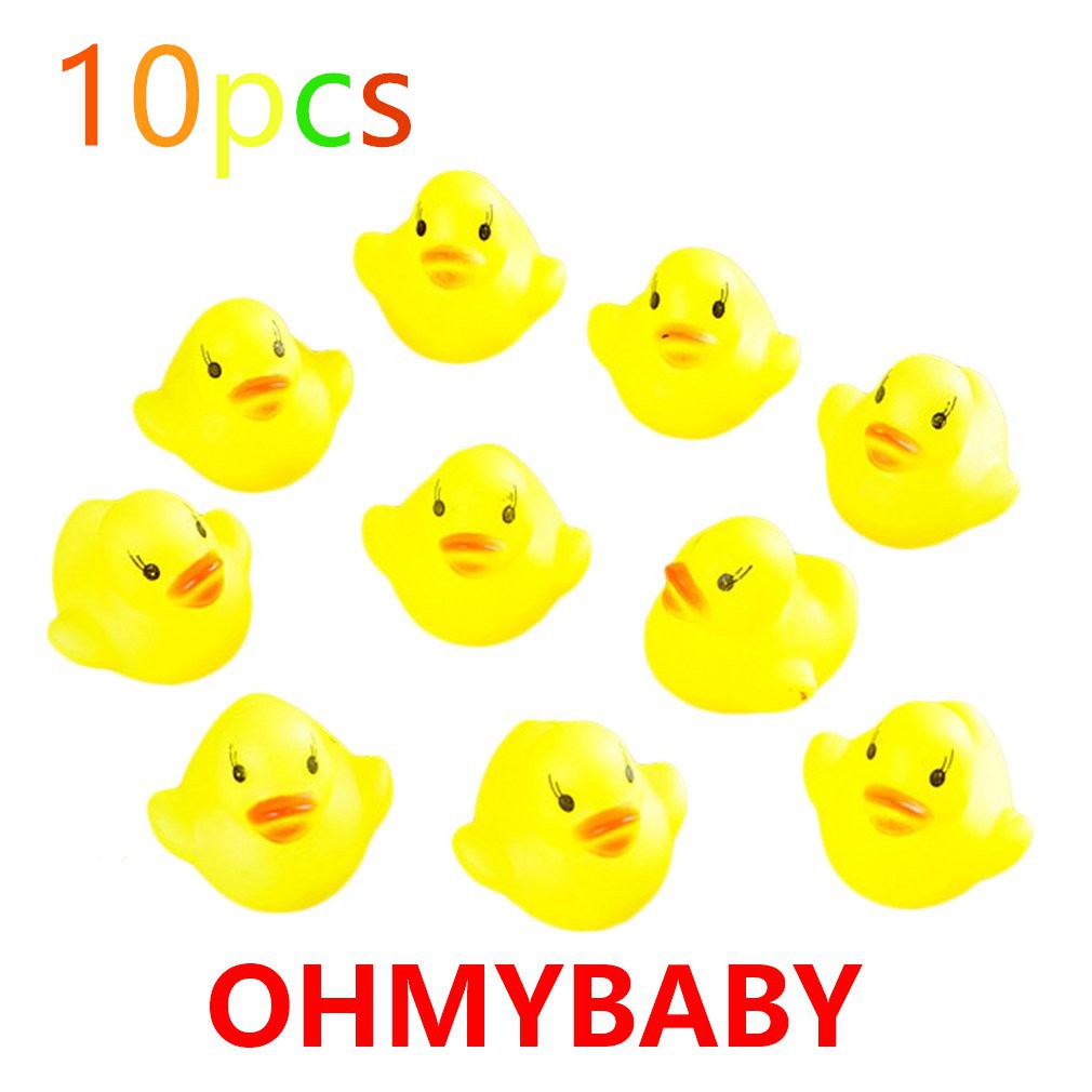 5pcs//set Mini Swimming Rings Rubber Yellow Ducks Cute Floating Baby Bath Toys~JP
