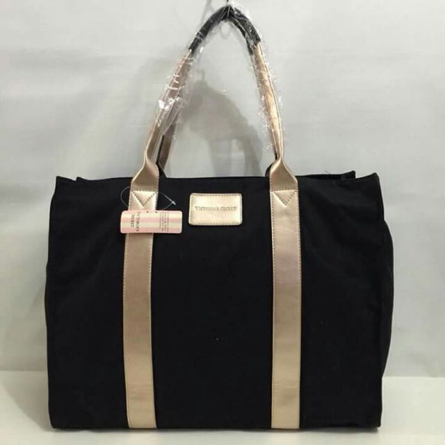 black and gold victoria secret bag