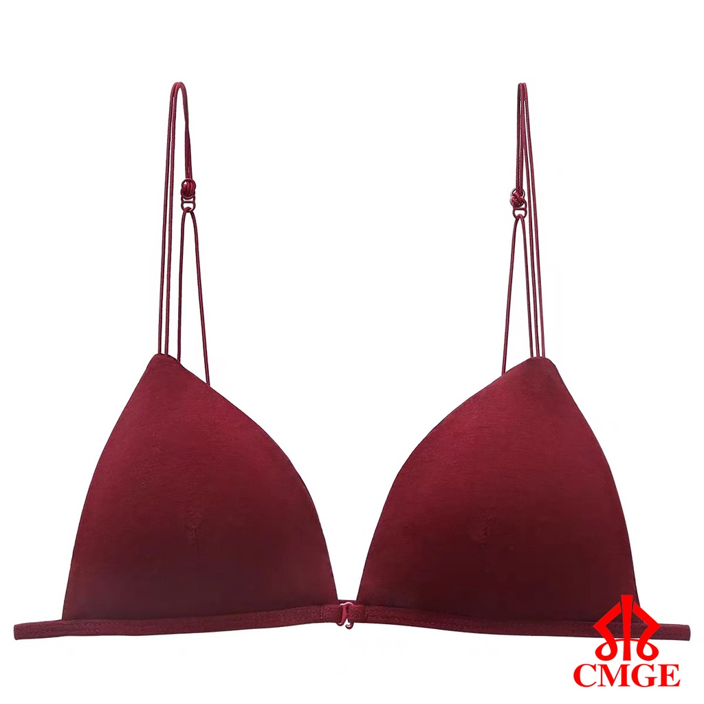 CMGE Br8010 Women Sexy Front Buckle Gathered Bra Triangle Cotton Cup