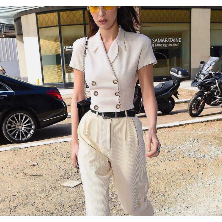 short sleeve white blazer