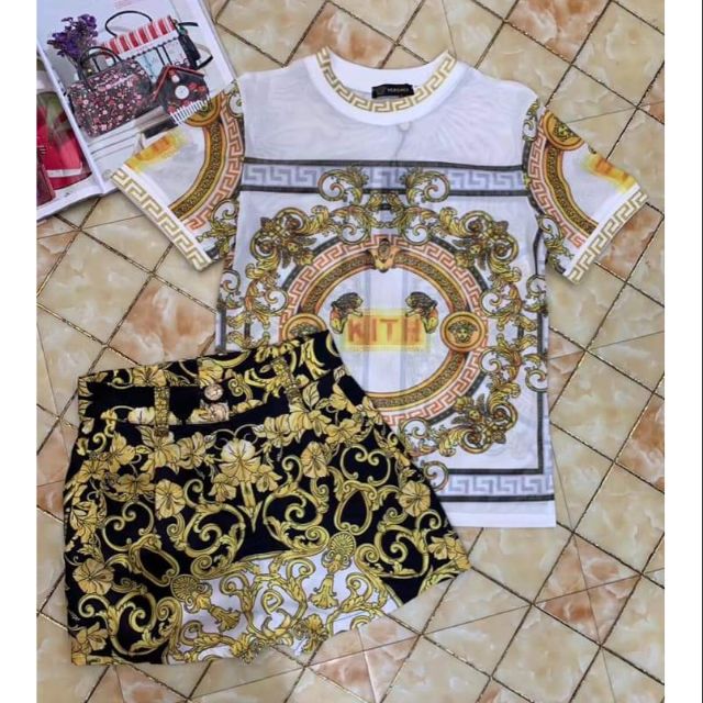 versace shorts and t shirt set