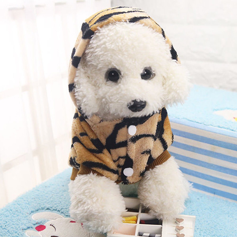 Pet Clothes Winter Warm Fleece Tiger Stripes Puppy Dog Hoodie