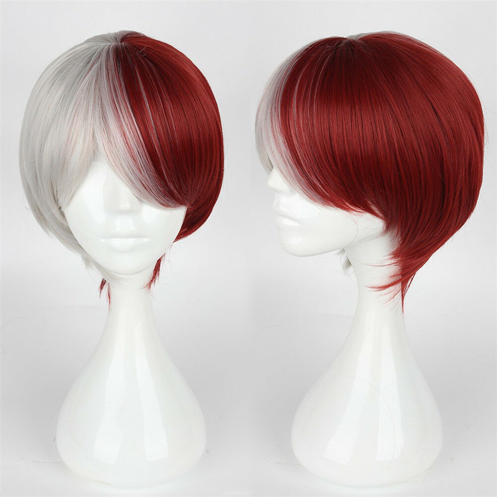 Cosplay Wig My Hero Academia Shoto Todoroki Silver White Red Anime