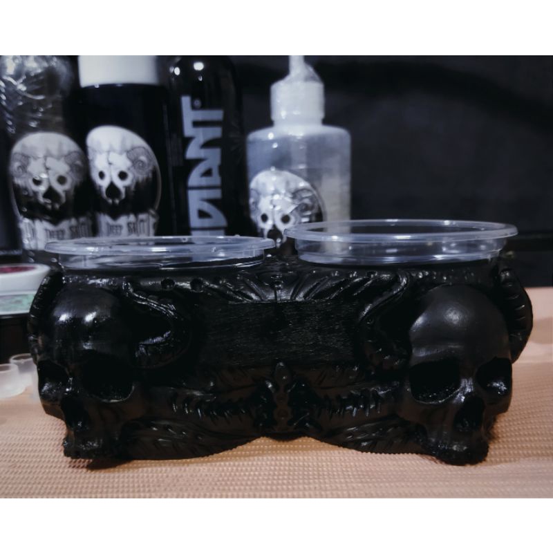 Tattoo biomechanical skull cup holder made from hard resin Shopee