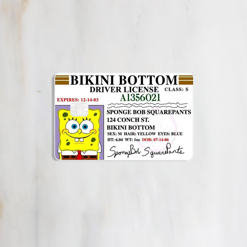 Professionally Printed Water Resistant Matte and Doff SpongeBob SquarePants  Pattern Sticker for ATM Credit Flazz Card | Shopee Philippines