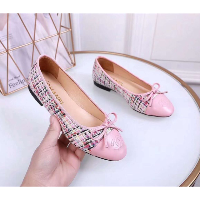 chanel tweed flats