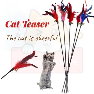 【Cat Toy】Interactive Cat Wand Toy with Feather Rod Kitty Cats Teaser Exerciser Toy