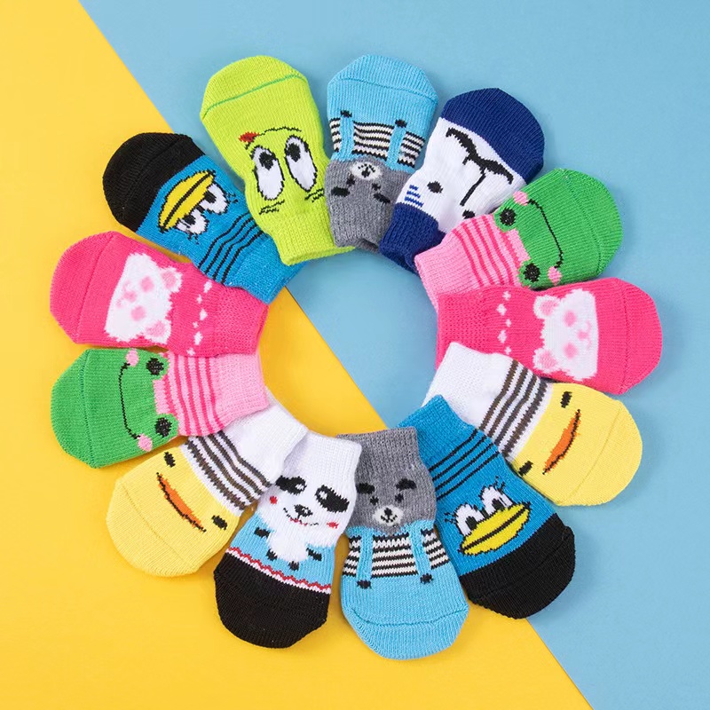 4Pcs Cute Pet Dog Socks with Print Anti-Slip Cats Puppy Shoes Paw Protector Products #2