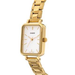 Casio LTP-V009G-7E Orologio Donna Rettangolare - Quadrante Bianco, Cinturino Acciaio Inox Dorato - Quarzo Giapponese