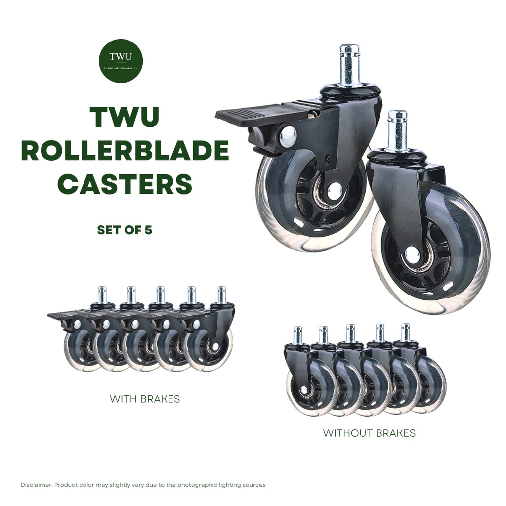 5pcs Heavyduty Office Chair Caster wheels 3" Silent & Universal