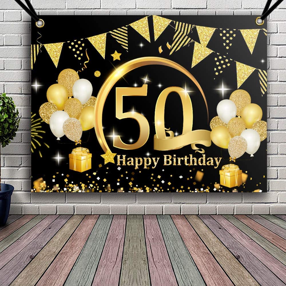 Aperil back drop custom age and name 40th/50th/55th/60th customize birthday  background poster reusable black gold birthday decoration oversized birthday  party background decoration | Shopee Philippines