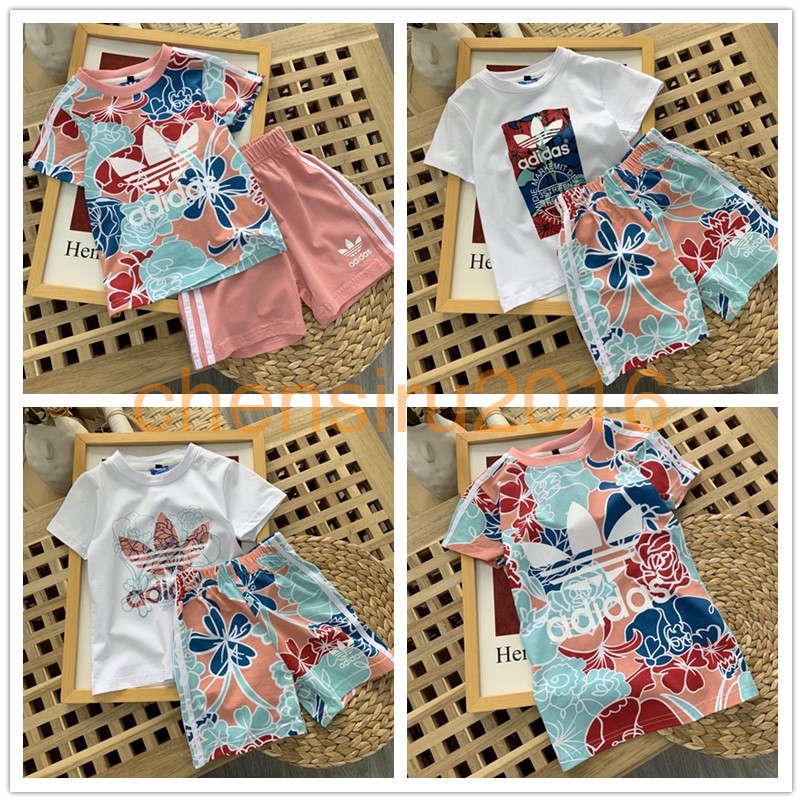 adidas floral shorts set