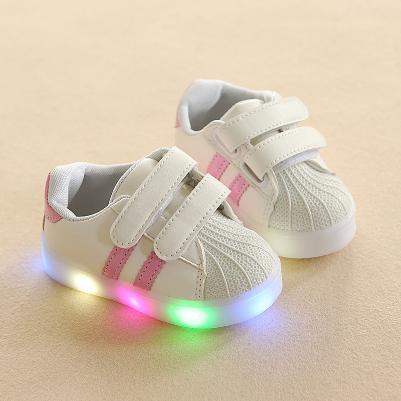 (Ready stock) light up kids white shoes LED flash sneakers | Shopee ...