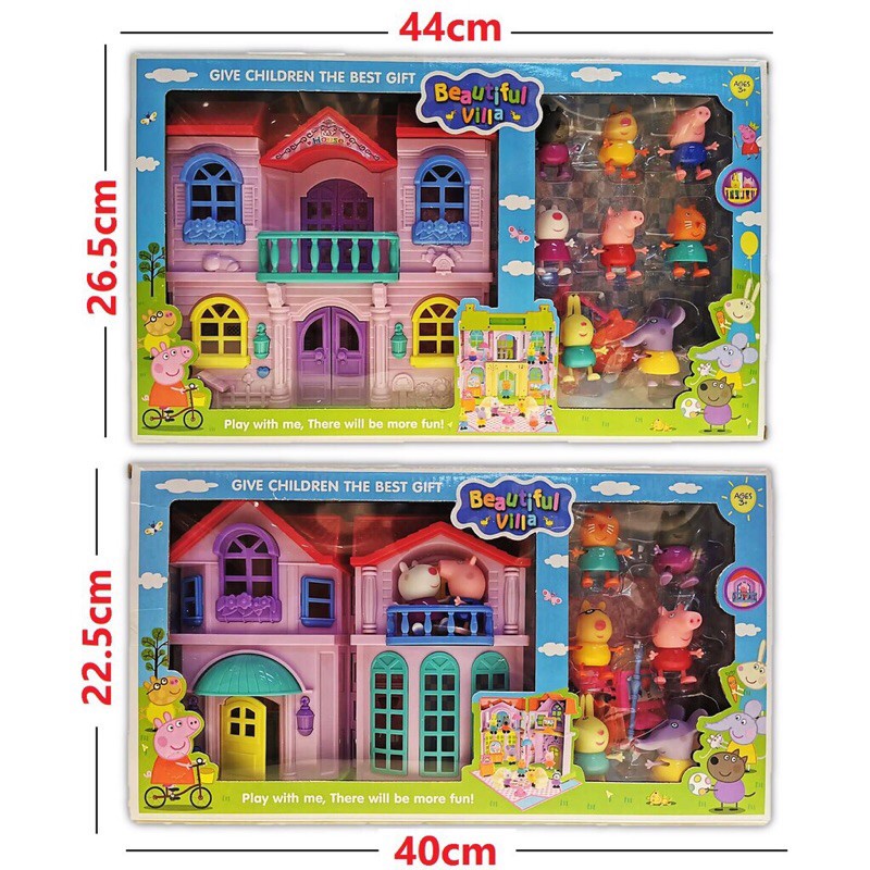 stuffed doll 8IN1 PEPPAPIG FIGURE DOLL HOUSE BEAUTIFUL VILLA & ICE AND
