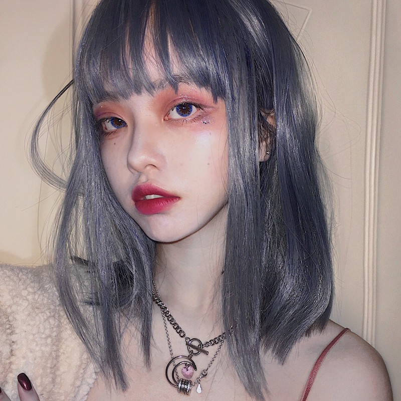 Wig Female Air Liu Hai Net Red Long Hair Orange Head Shoulder