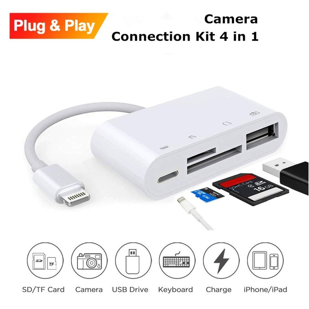 Iphone Sd Tf Card Reader Lightning To Usb Camera Adapter Kit Shopee Philippines