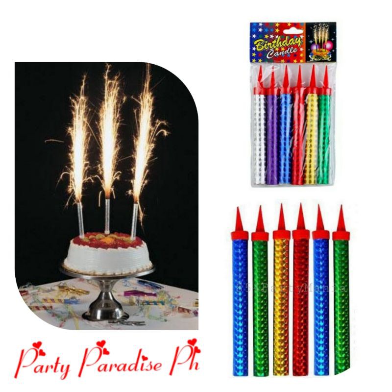 6 PC'S.SPARKLING FOUNTAIN CANDLES BIRTHDAY CANDLES Shopee Philippines