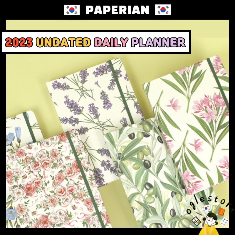 Undated Planner 2023 Floral Daily Planner Korean Diary 2023 Monthly